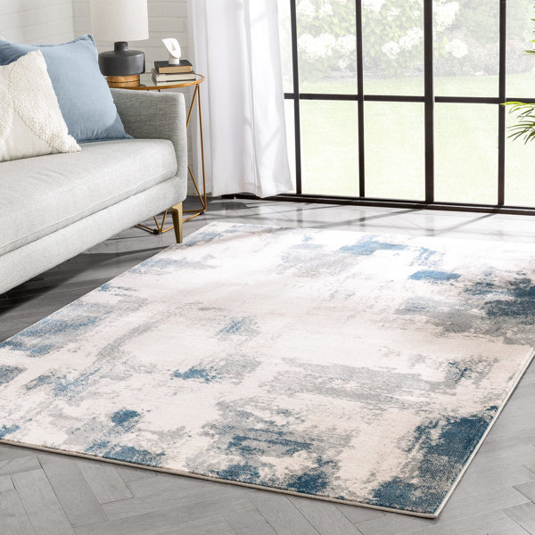 Well Woven Barclay Kalia Modern Abstract Gray Blue Area Rug Wayfair